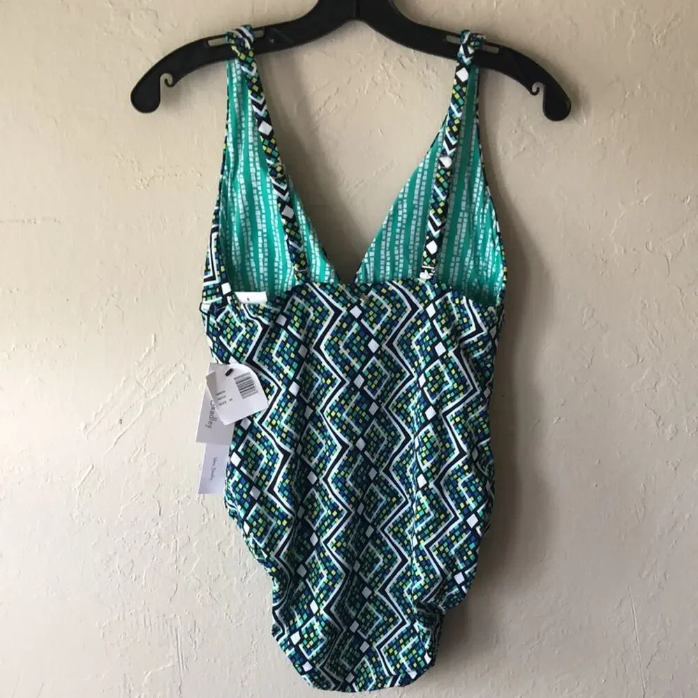 NWT Vera Bradley Multicolored Reversible One Piece Swimsuit Size 10